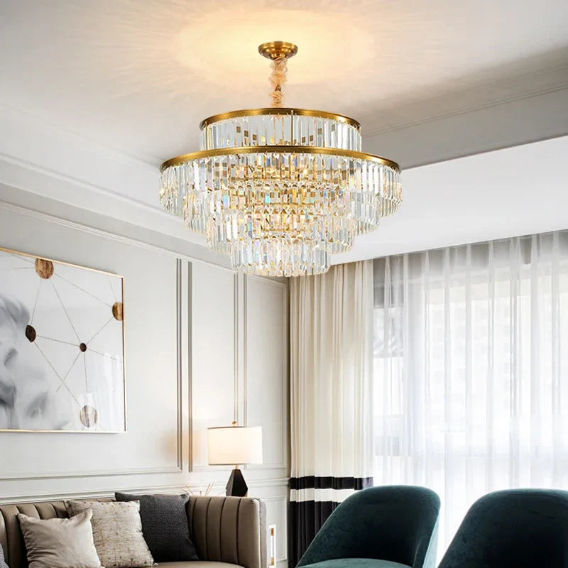 Afralia™ Crystal LED Pendant Chandelier: Luxury Villa Living Room Decor, Hotel Hanging Light Fixture