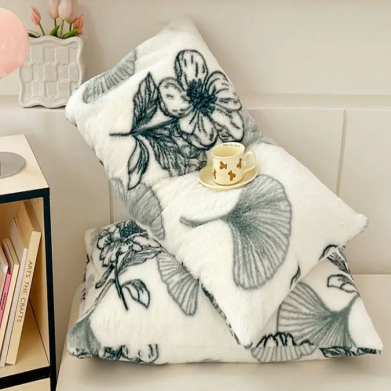 Afralia™ Cozy Winter Plush Pillowcase: Nordic Printed Milk Velvet Soft Home Decor