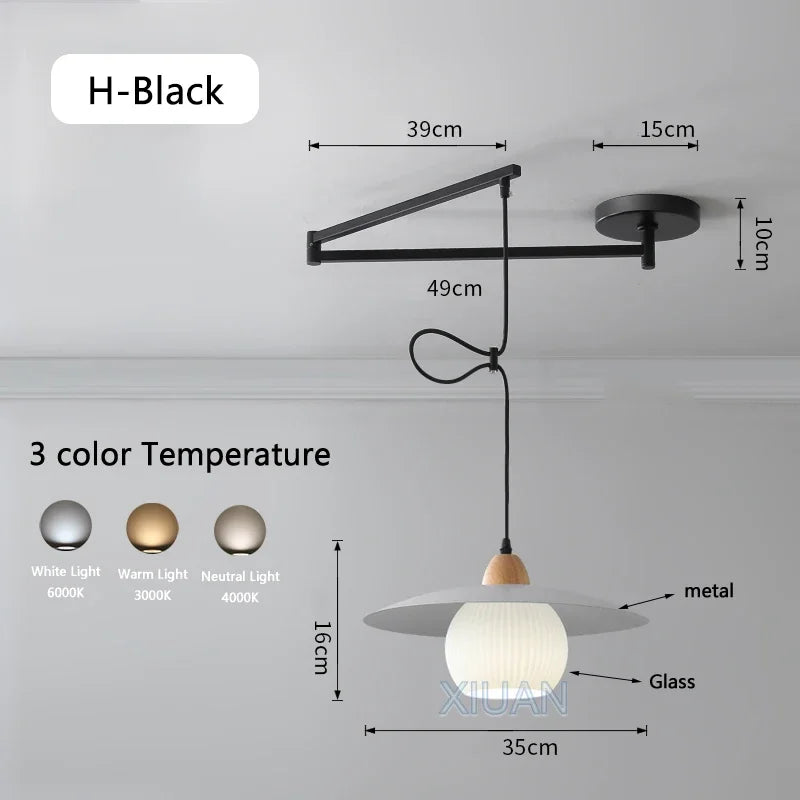 Afralia™ Modern Swing Arm Pendant Lamps PE Metal Sconces Dining Hanging Light