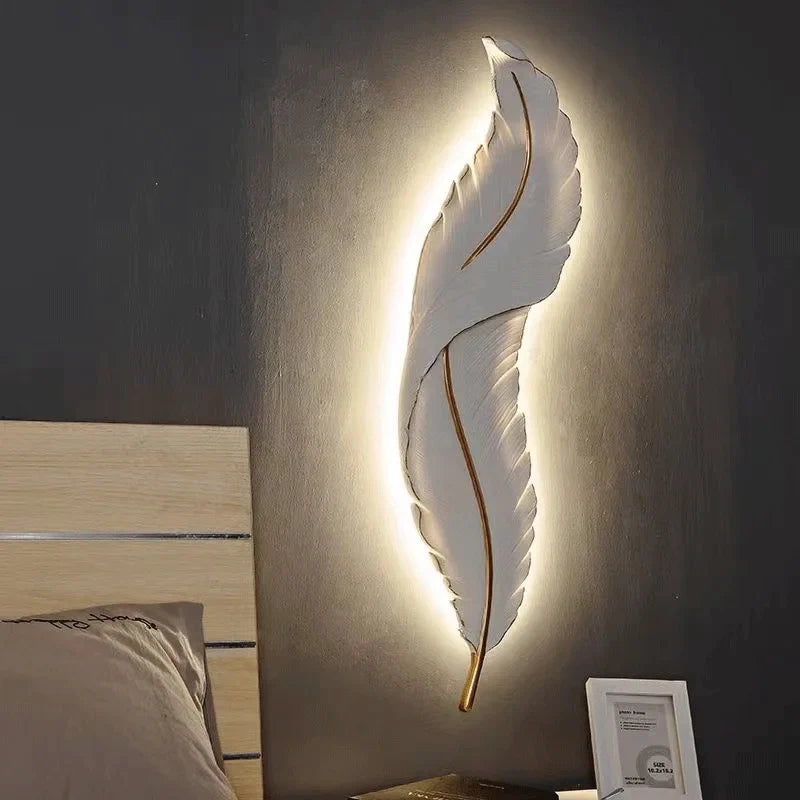 Luxury Feather LED Wall Sconces by Afralia™ for Modern Living Spaces