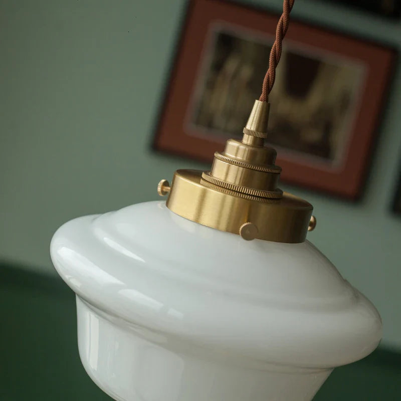 Afralia™ Milky White Glass LED Pendant Light: Copper Socket, Nordic Design for Home and Restaurant
