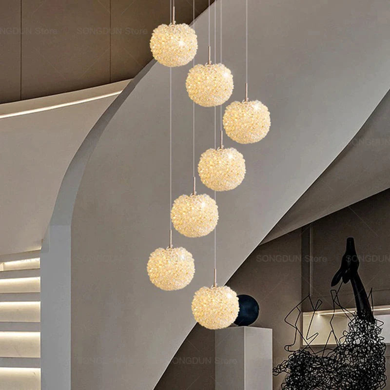 Afralia™ Crystal Round Room Chandelier - Elegant & Romantic Lighting for Modern Bedside Décor