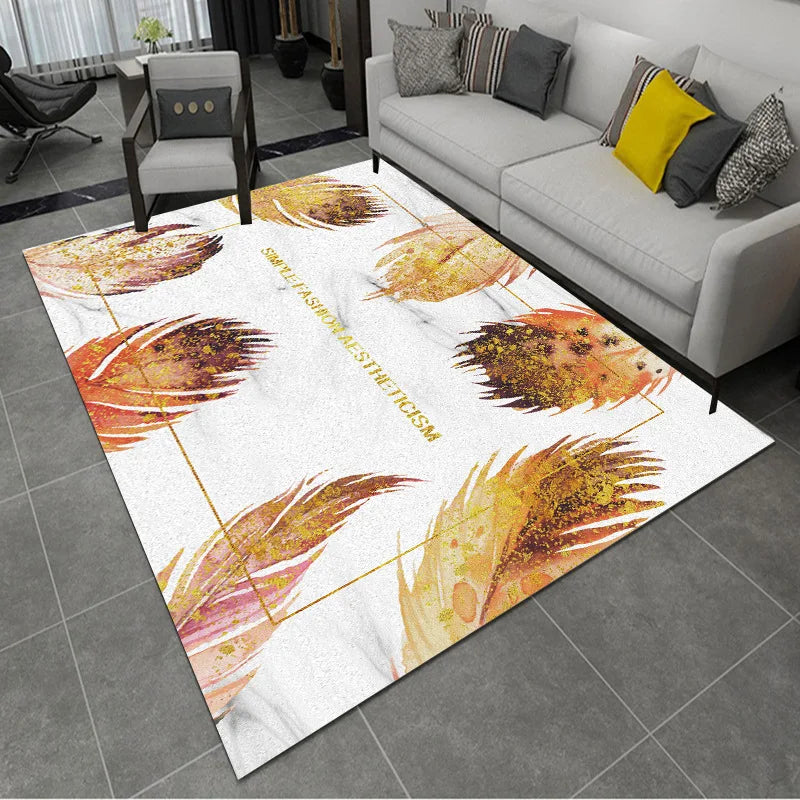 Feather Print Velvety Home Carpets by Afralia™: Quality Rugs for Living Room and Bedroom