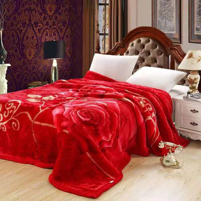 Afralia™ Double Layered Raschel Blanket Vintage Flannel 150X200Cm Size Bed Cover