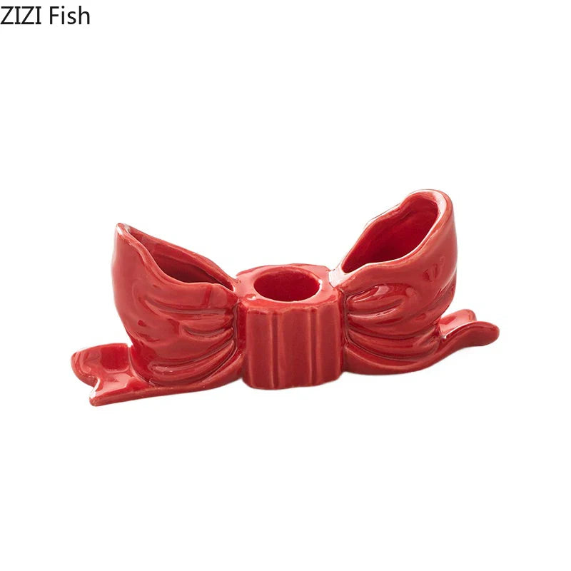 Bowknot Ceramic Candle Holder by Afralia™: Charming Desk Decoration and Aroma Diffuser