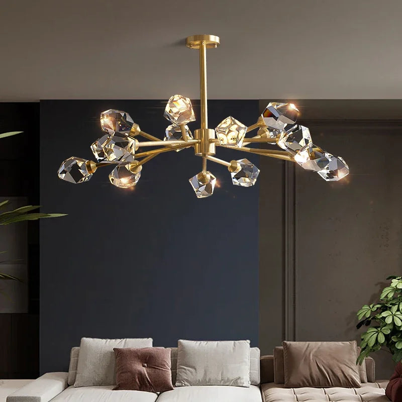 Afralia™ Modern Luxury LED Chandelier, Gold Copper Crystal G9 Pendant Light