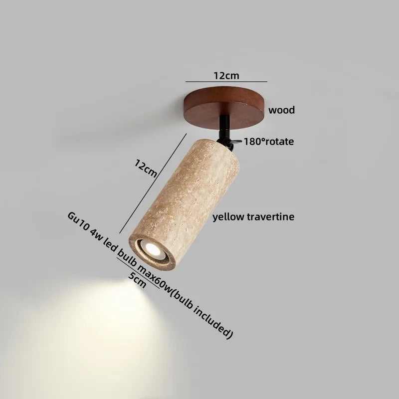 Afralia™ Yellow Travertine LED Ceiling Light - Modern Wabi-sabi Style for Living Room