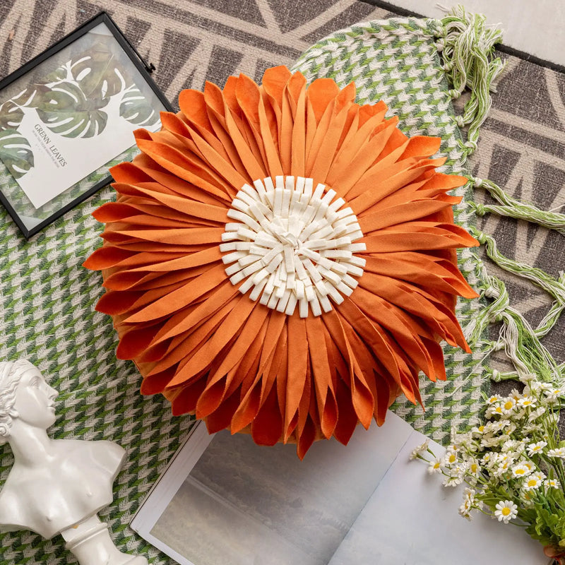Afralia™ Small Daisy Sunflower Velvet Cushion Cover - Girl's Heart Style - Plush Home Decoration