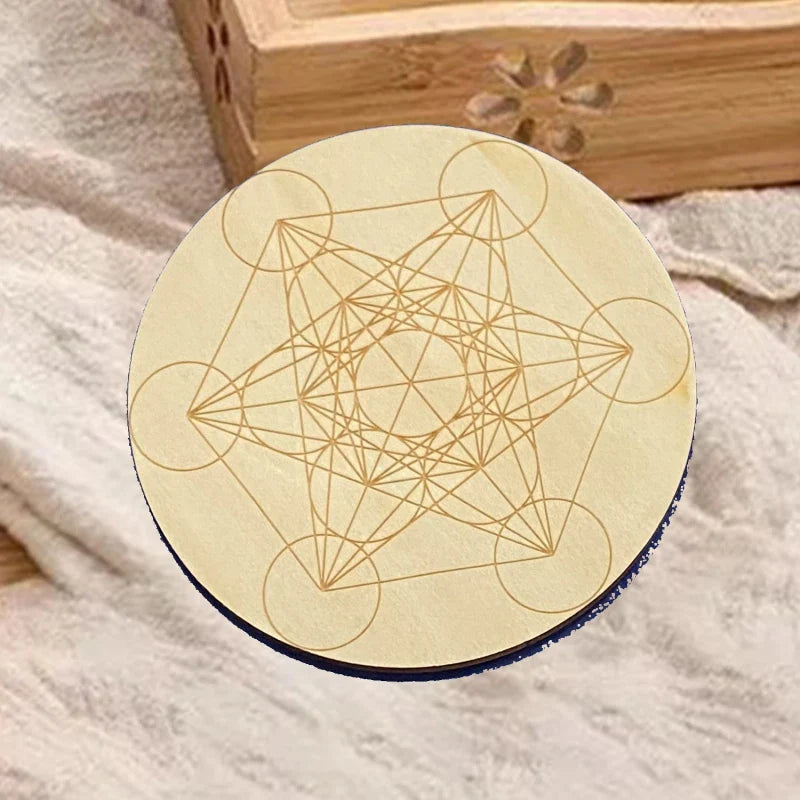 Afralia™ Flower of Life Energy Mat Slice Coasters Set and Wooden Wall Sign