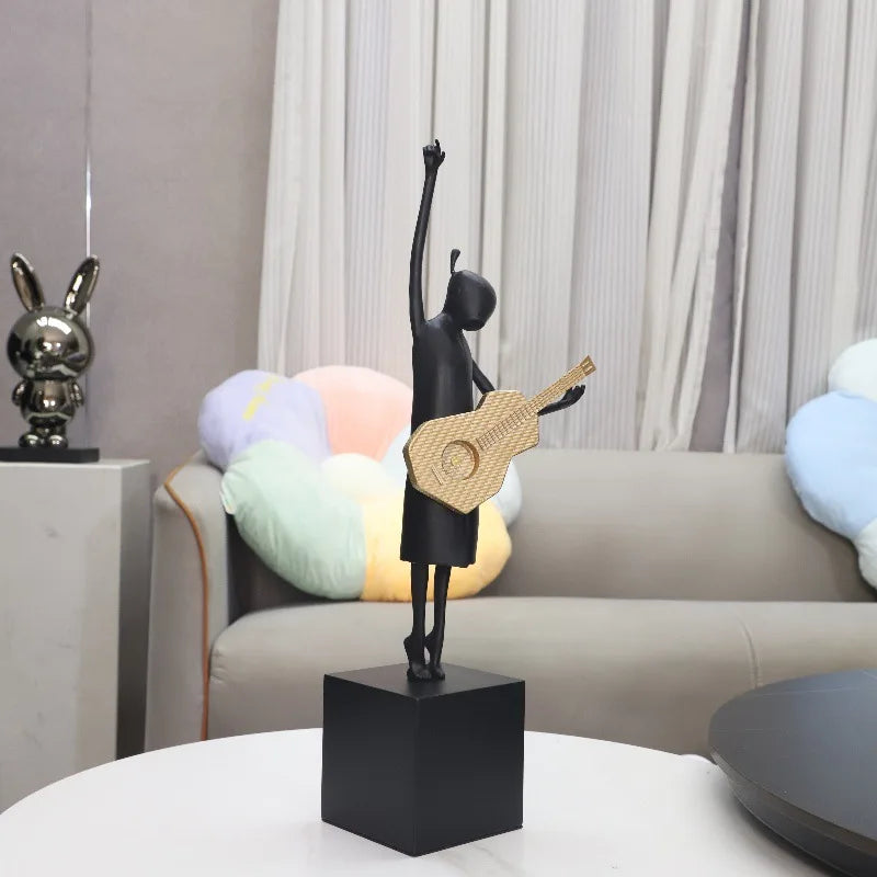 Afralia™ Guitarist Resin Figure Sculptures Home Decoration Figurines