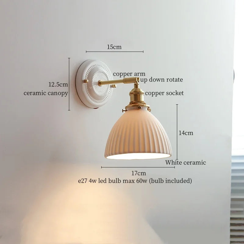 Afralia™ Striped Ceramic LED Wall Sconce: Modern Nordic Interior Light