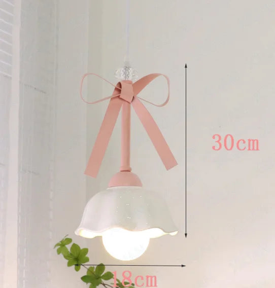 Afralia™ Pink Bowknot Princess Room LED Pendant Light