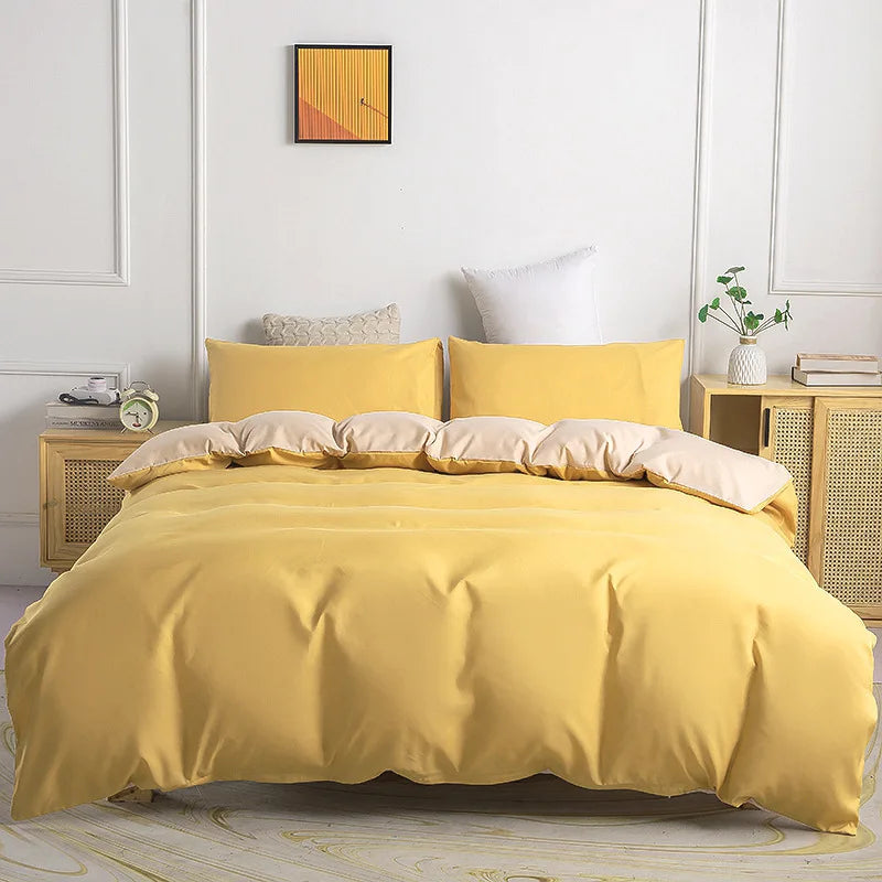 Afralia™ Solid Color Quilt Cover Set with Pillowcases, Full Queen King Size Bedclothes