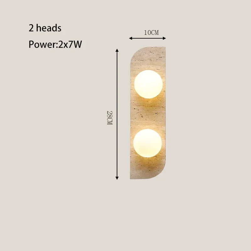 Afralia™ Travertine Stone Sconce Light with Glass Ball for Bedroom & Living Room