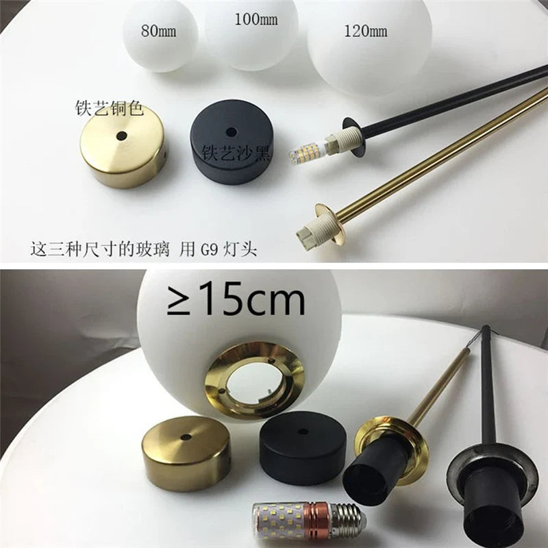 Afralia™ Milk White Glass Ball Pendant Lights for Living Room, Kitchen, and Restaurant