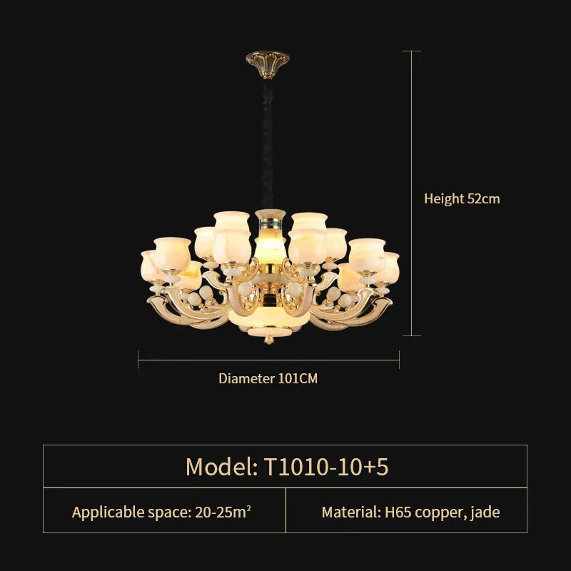 Afralia™ Natural Afghan Jade Villa Chandelier: High-Grade Living Room Lamp for Luxurious Atmosphere