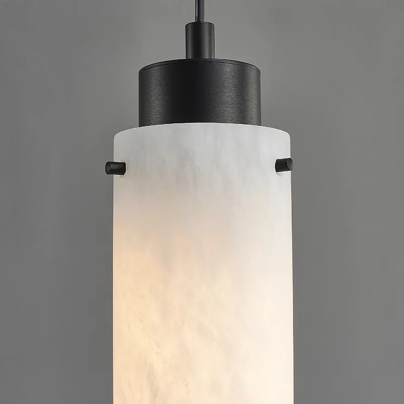 Afralia™ Black Gold Marble Cylinder Pendant Light for Modern Home Decor