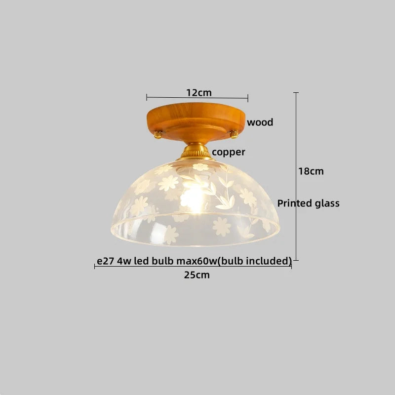 Afralia™ Wood Glass LED Ceiling Lights Modern Luminaria De Teto for Home Décor