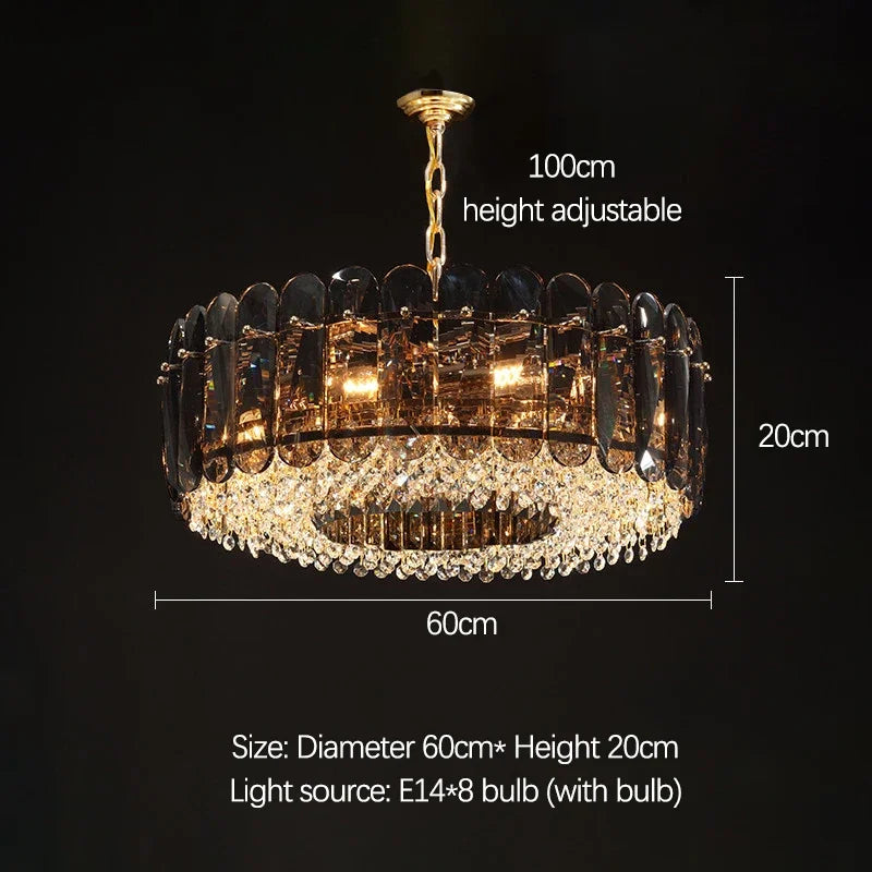 Afralia™ Modern Gold Crystal Chandelier LED Light Fixture for Luxury Living Room Home Decor