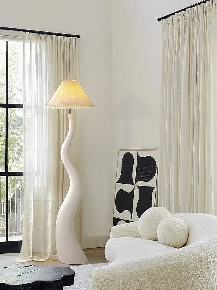 Afralia™ Cream Resin Floor Lamp LED E27 for Stylish Living Room Decor & Lighting