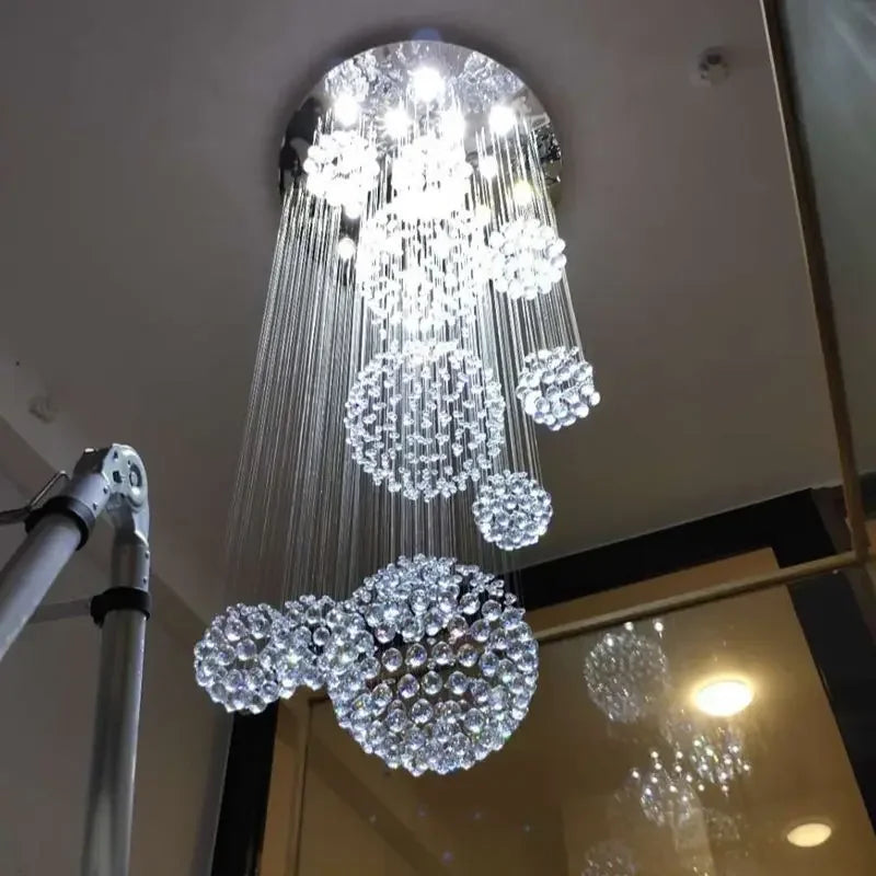 Afralia™ Crystal Ball LED Chandelier: Modern Luxury Pendant Lighting for Living Room