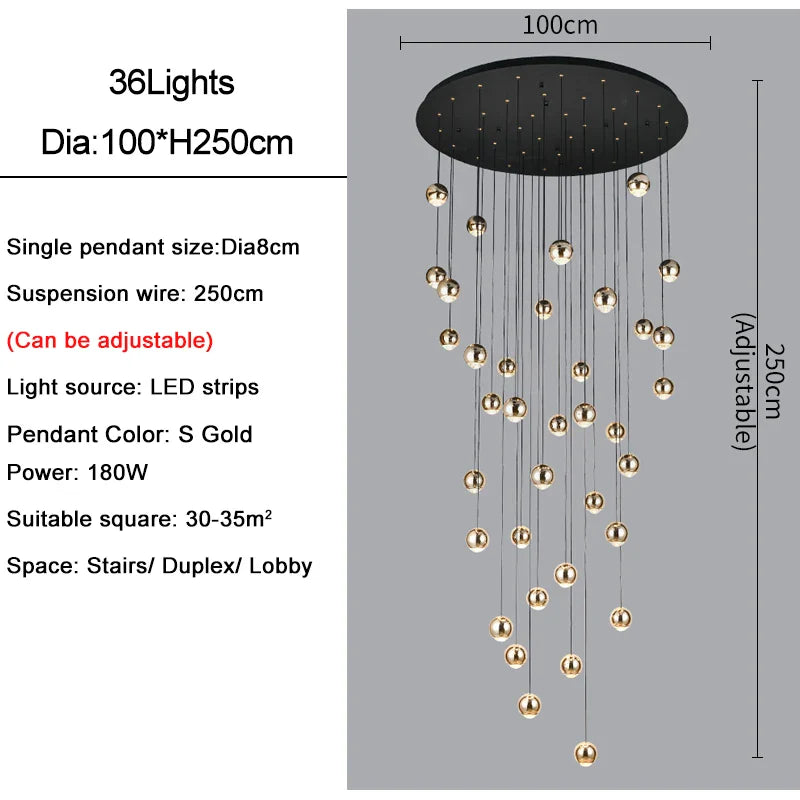 Afralia™ Crystal Ball Pendant Light for Modern Living Room, Black & Gold Luxury Fixture