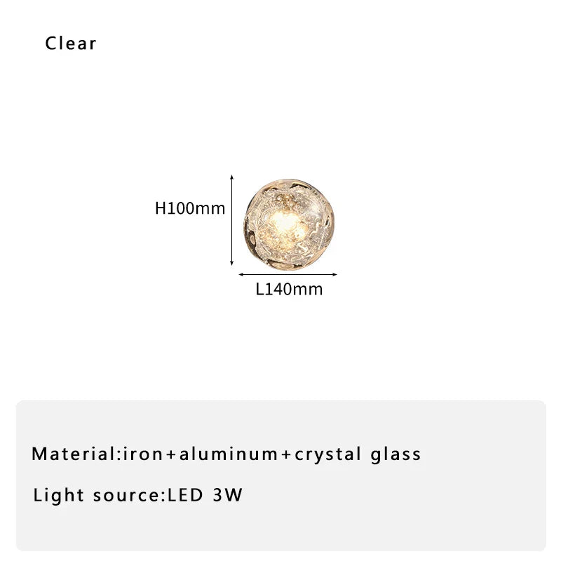 Afralia™ Blue Crystal Glass Wall Lamp Luxury Light Fixture Bedside Aisle Glass Lamp