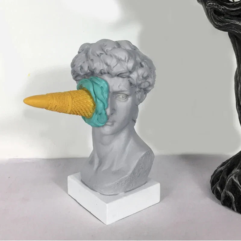 Afralia™ Modern Abstract Resin David Head Bust Sculpture Mini Desktop Ornament