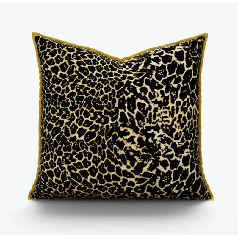 Afralia™ Gold Zebra Pattern Jacquard Pillow Cover - Modern Luxury Decor