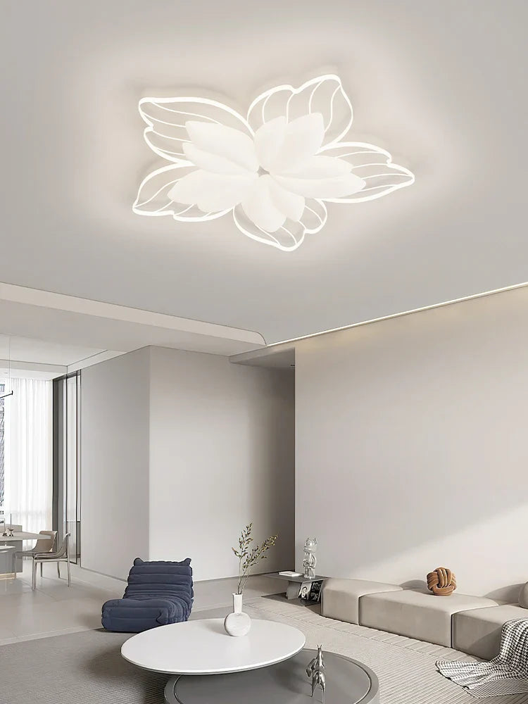 Afralia™ LED Flower Chandelier White Ceiling Lamp for Bedroom Living Room Decor