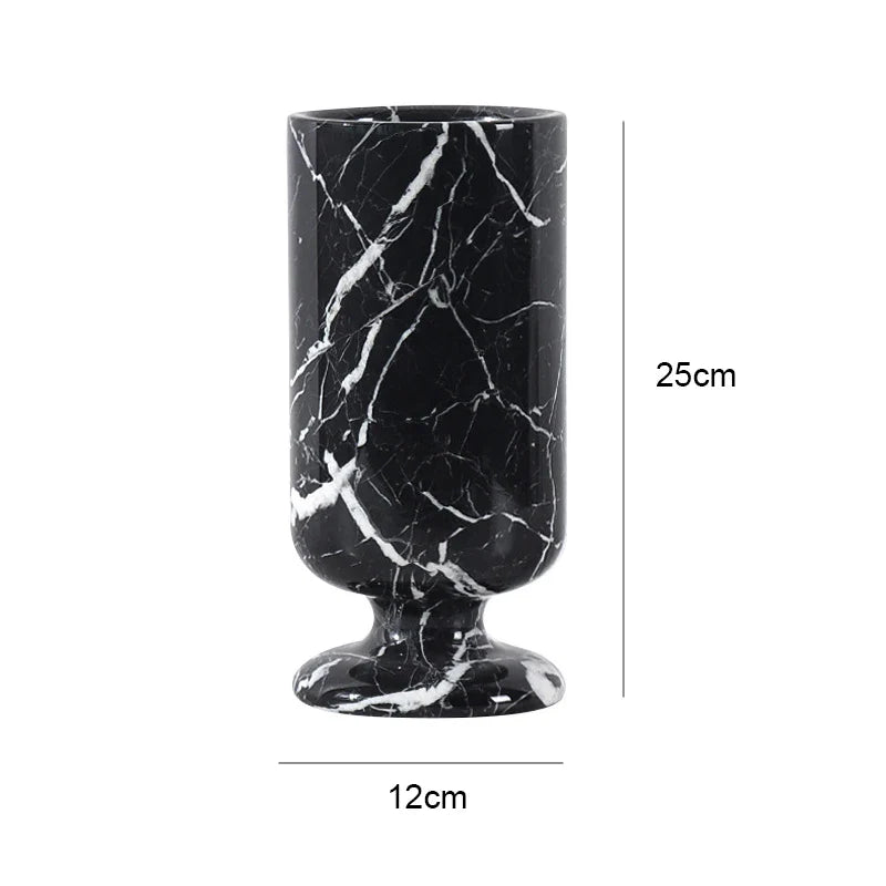Afralia™ Noir Grand Antique Marble Vase for Modern Home Décor