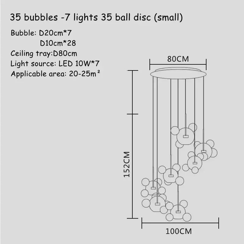 Afralia™ Art Deco Glass Bubble Chandelier: Customized for Living Room, Dining Room, Bar