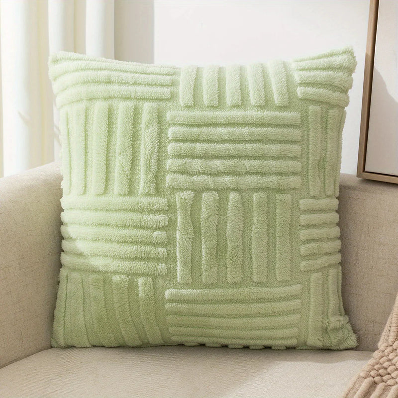 Afralia™ Snowflake Velvet Cushion Cover 45x45CM, Green Bohemian Striped Throw Pillow Case