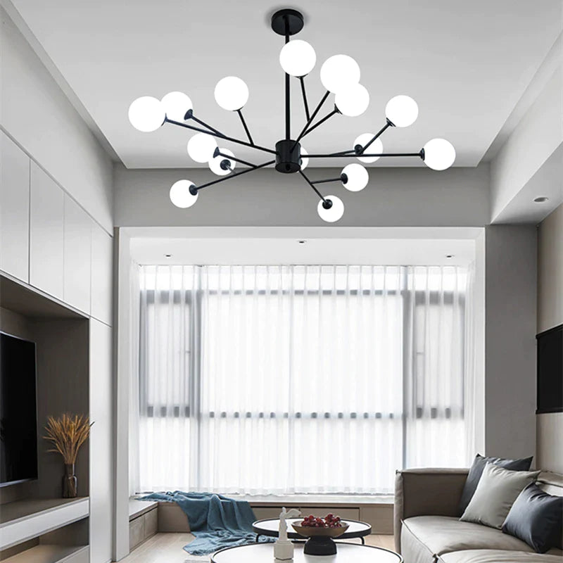 Afralia™ Modern Glass Ball Chandelier for Living Room - Elegant Molecular Pendant Lights