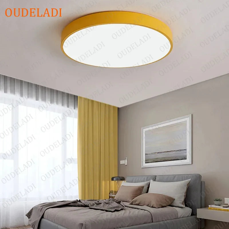Afralia™ Colorful Round LED Ceiling Light for Living Room, Bedroom, Children's Room, and Aisle