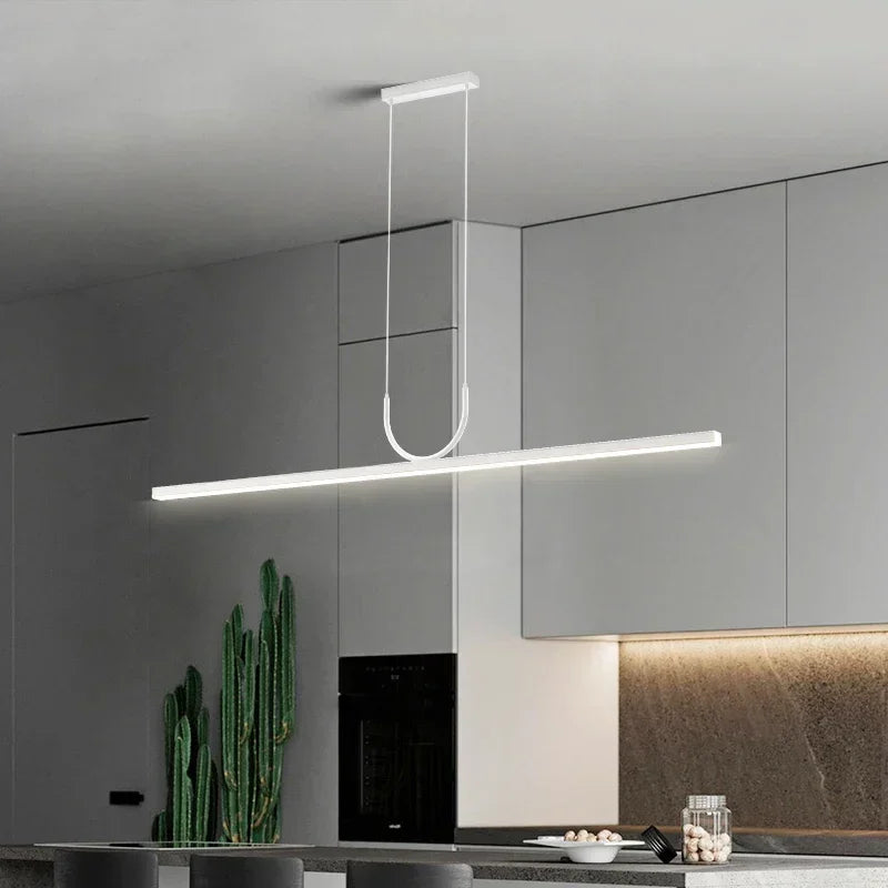 Afralia™ Black LED Ceiling Chandelier for Dining Room Kitchen Island - Modern Hanging Fixture