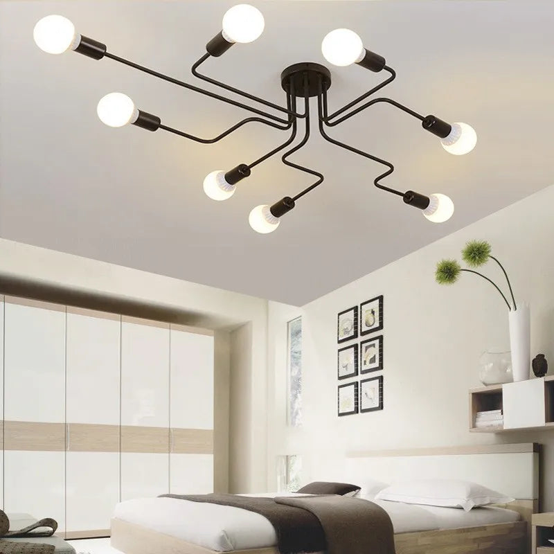 Afralia™ Rod Pendant Lights Hanging Lamps Wrought Iron Ceiling Fixture E27 Bulb Lighting