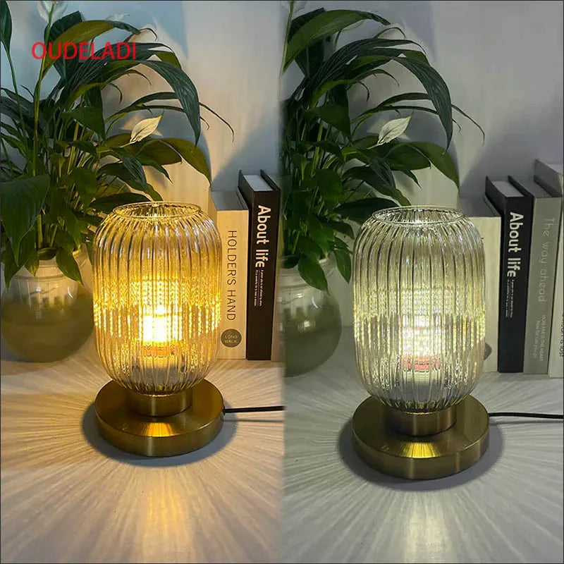 Afralia™ Pumpkin Glass Table Lamps for Study Bedroom, Modern Living Room Decor