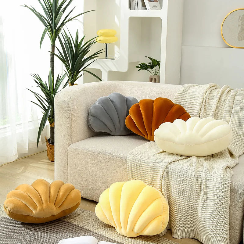 Afralia™ Shell Shaped Velvet Throw Pillow for Couch and Living Room