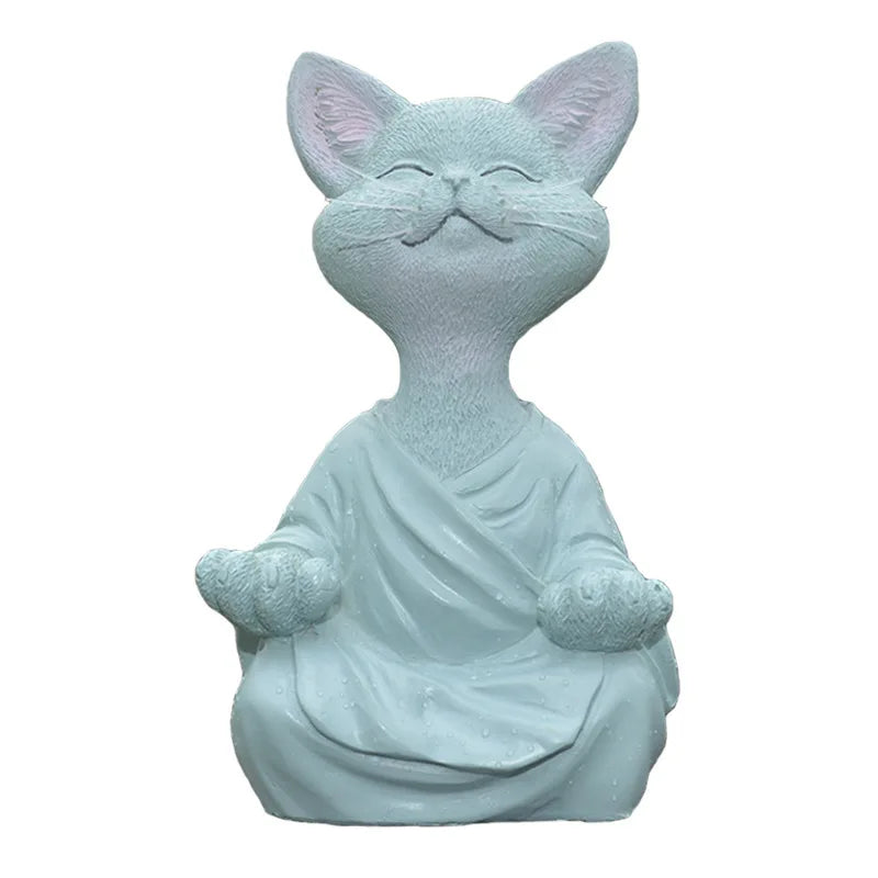 Afralia™ Black Buddha Cat Figurine Meditation Yoga Collectible - Home Decor Art Sculpture