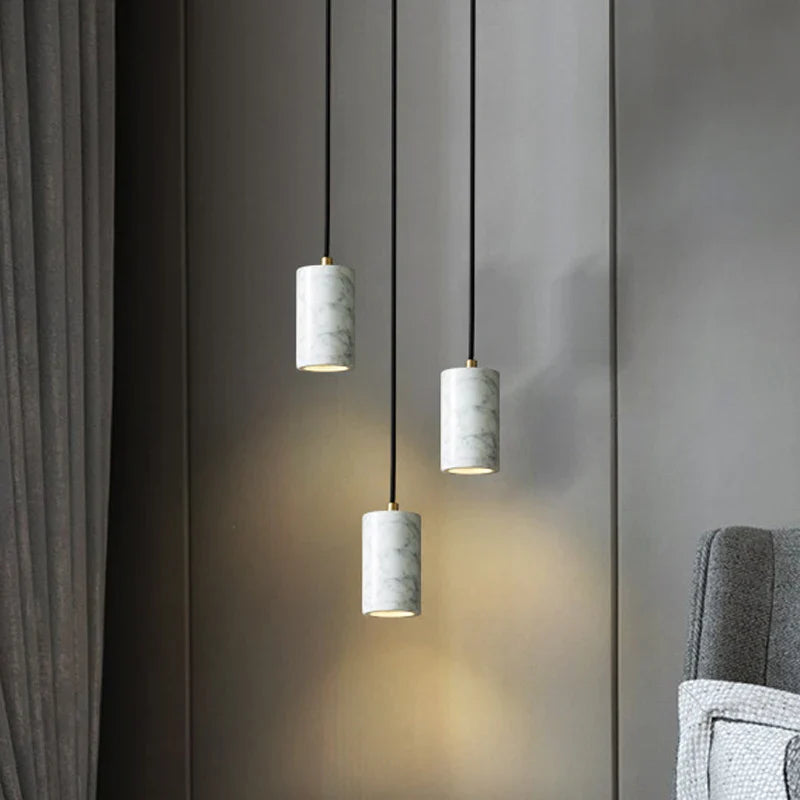 Afralia™ White Green Marble Pendant Light for Dining Room Décor