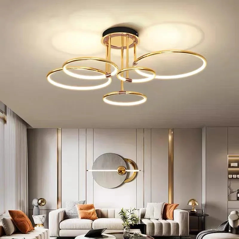 Afralia™ Modern Nordic Chandelier LED Ring Lamp for Living Room Dining Bedroom