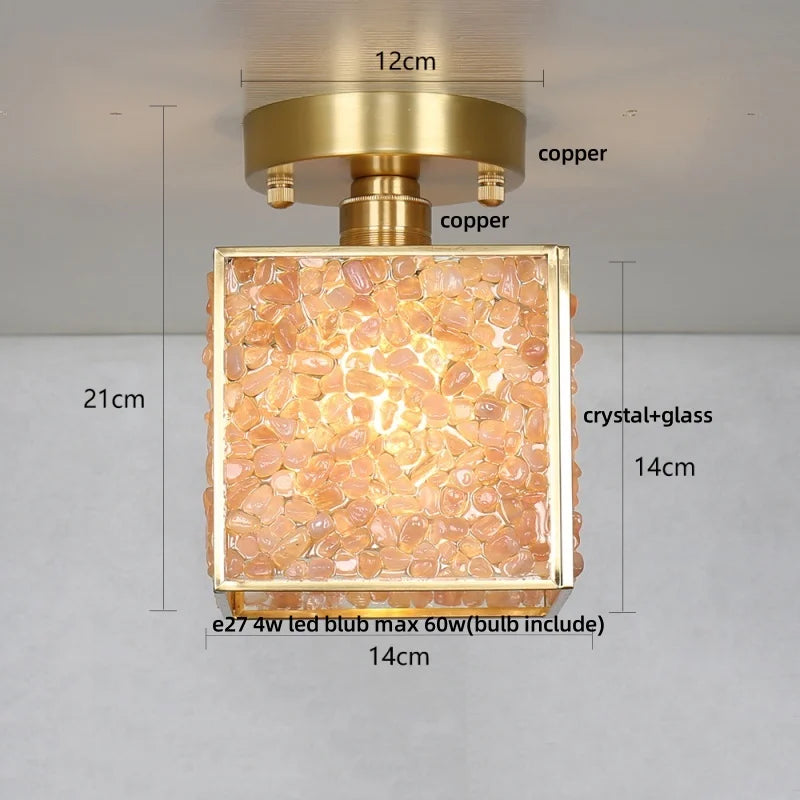 Afralia™ Copper Glass LED Ceiling Light - Luxury Crystal Modern Fixture