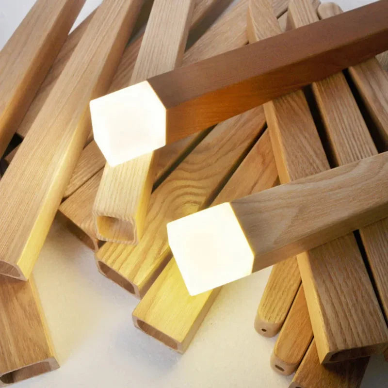 Afralia™ Wooden Stick Pendant Light: Modern Nordic Design for Kitchen, Living Room & Dining Room