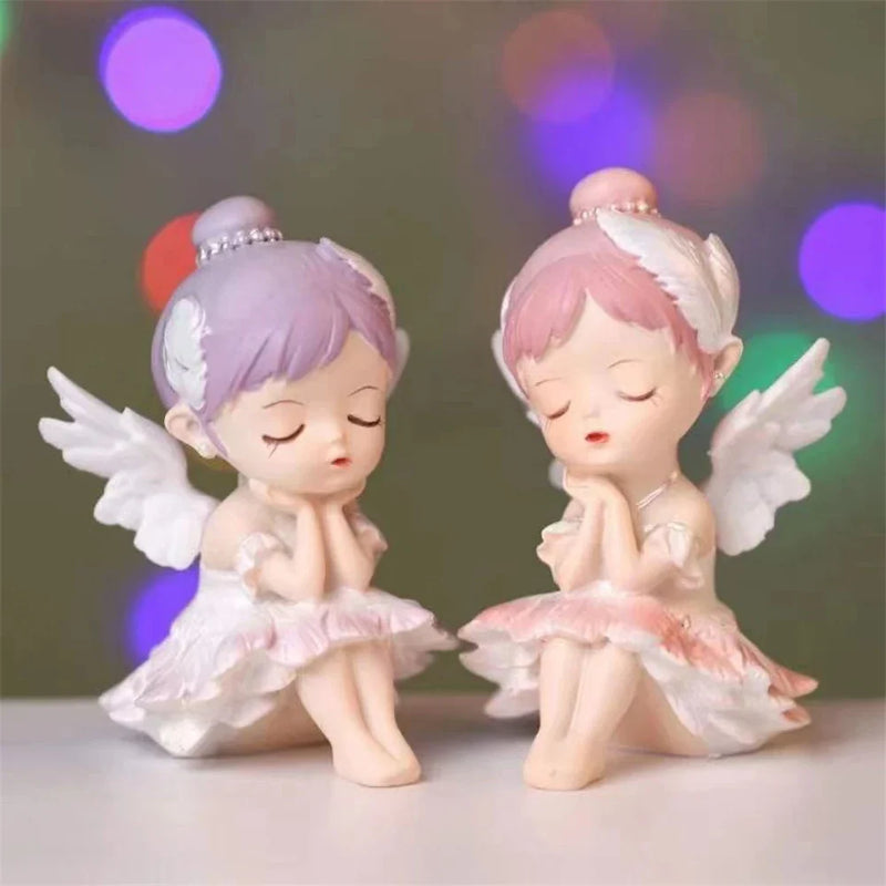 Afralia™ Mini Ballerina Angel Figurines Desktop Decor Cute Adorable Dashboard Decoration