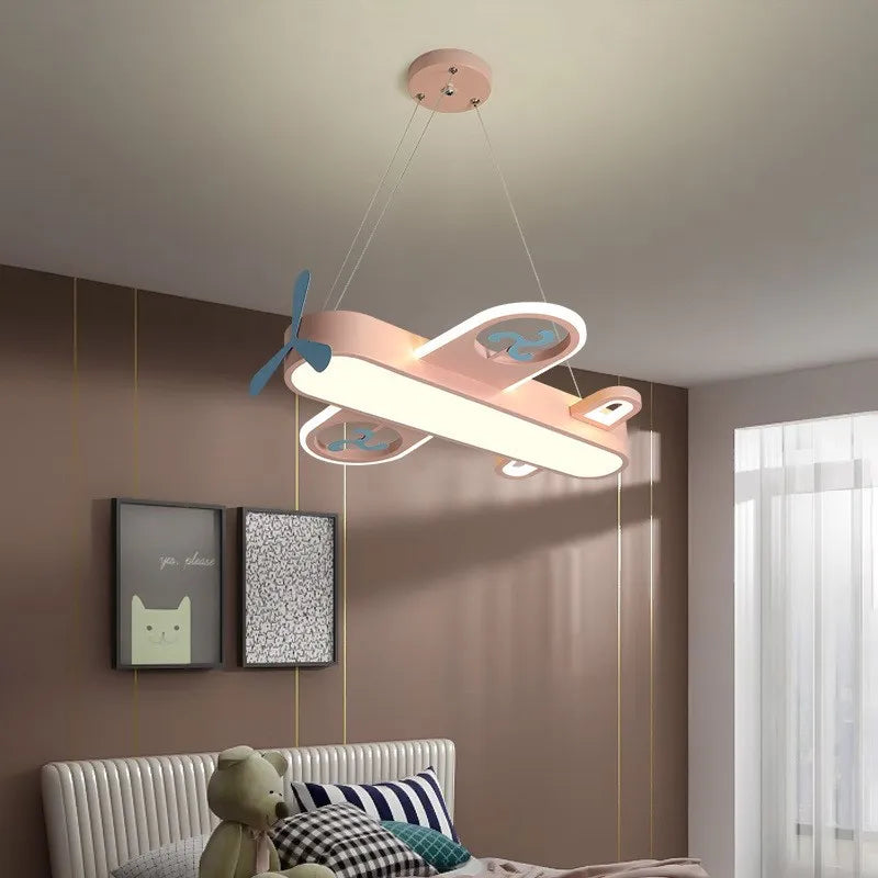 Afralia™ Kids Airplane Pendant Lights Wood Metal Sconces Nursery School LED