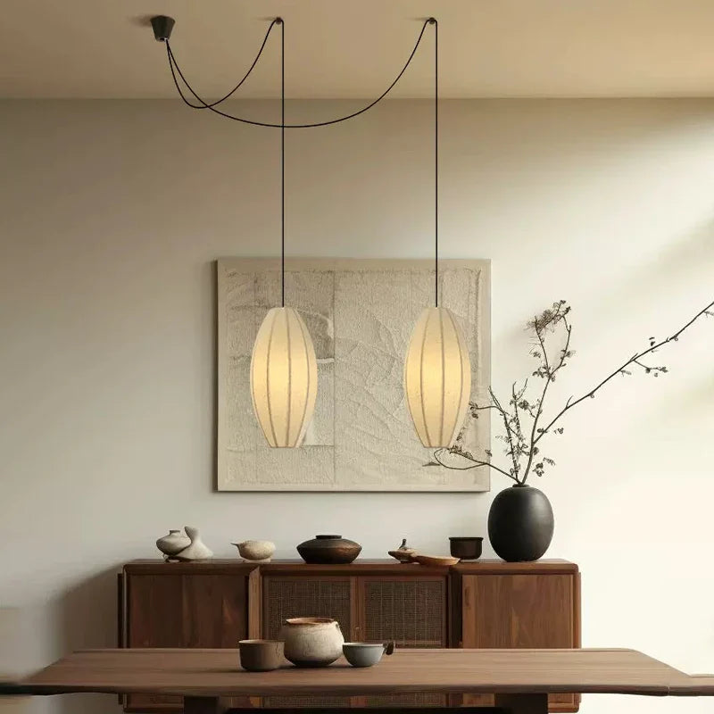 Afralia™ Nordic Silk Chandelier LED Pendant Lights for Home Dining Room