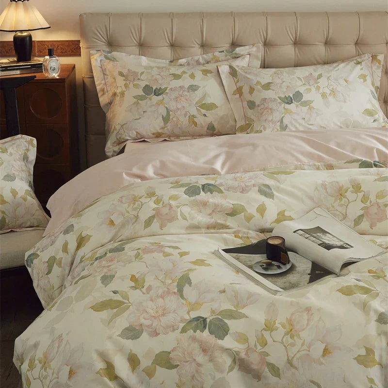 Afralia™ Butterfly Blooming Flowers Print 100% Egyptian Cotton Bedding Set