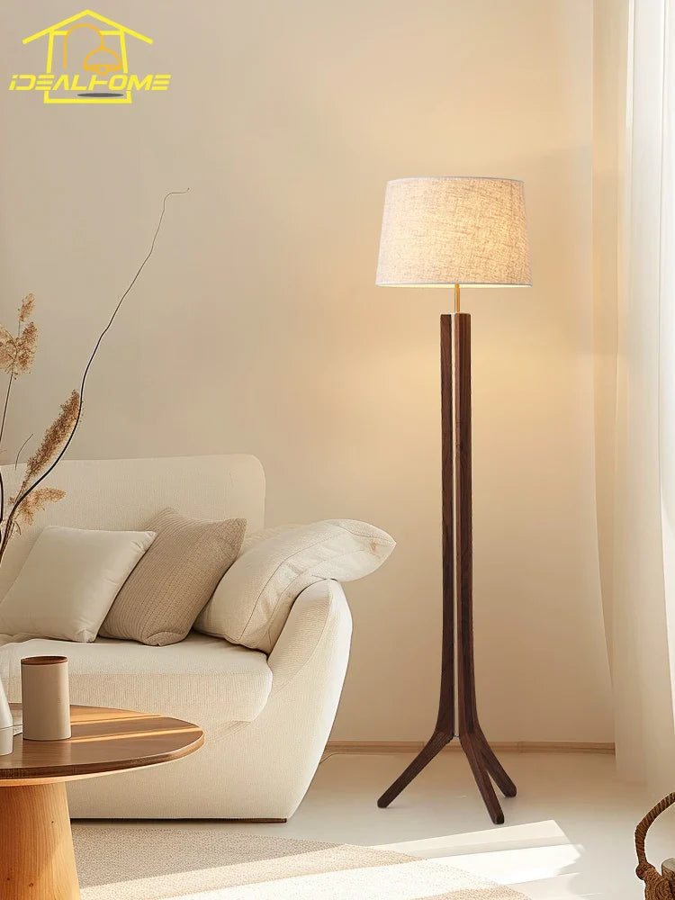 Afralia™ Solid Wood LED Floor Lamp in Vintage Style