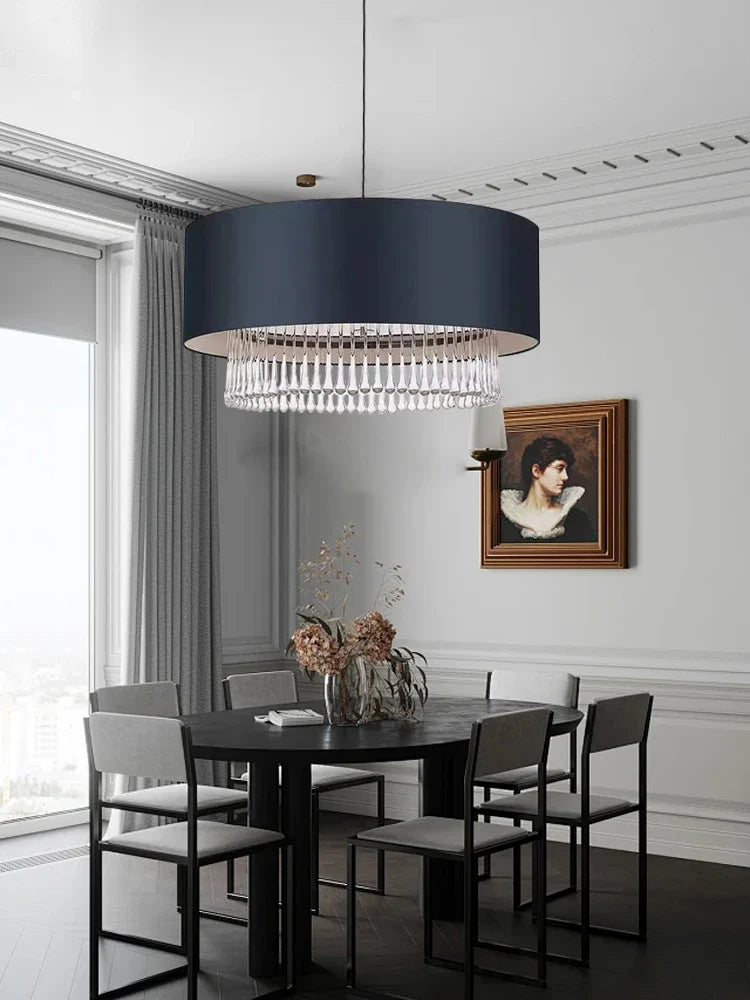 Afralia™ Textile Crystal Pendant Lamps: Stylish LED Home Decor for Living Room, Cafe, Store